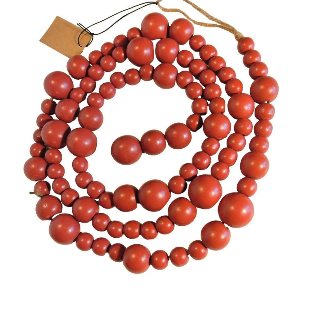 Paulowania Red Wood Bead Garland Holiday Wedding Tree Party Decor 68 inch